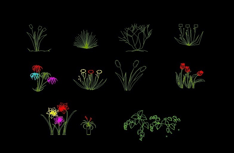 Showcase your plants, herbs, or flowers with the below compilation of diy planter box plans. Flower Bunch Plants Front View Elevation And Top View 2D DWG Block For