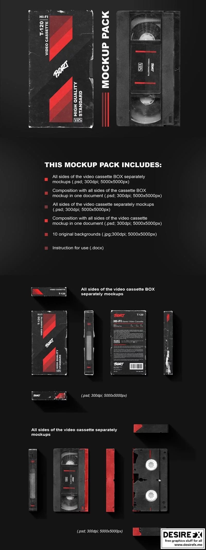 Vhs cassette with box mockup. Desire Fx 3d Models Old Vhs Video Cassette Mockup Pack 6473293