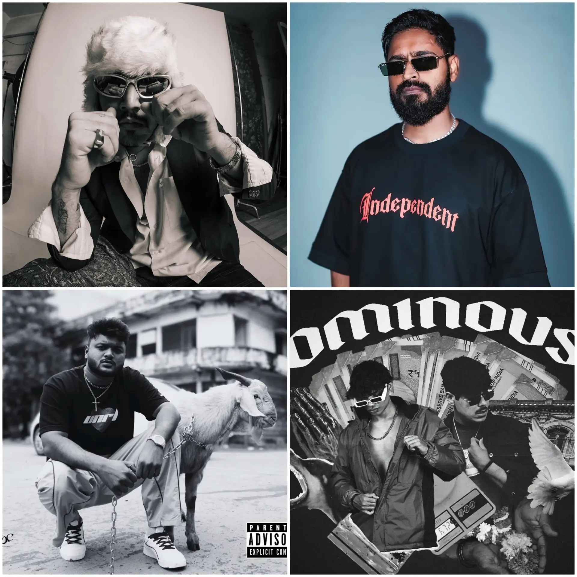 Collage of artists featured in Desi Renaissance Weekly Picks on November 13, 2025, including Dhanji, Emiway Bantai, Kidd Mange with Parv Music, and RB72.