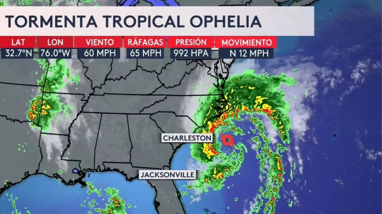 Tormenta tropical Ophelia se fortalece y se aproxima a Carolina del Norte