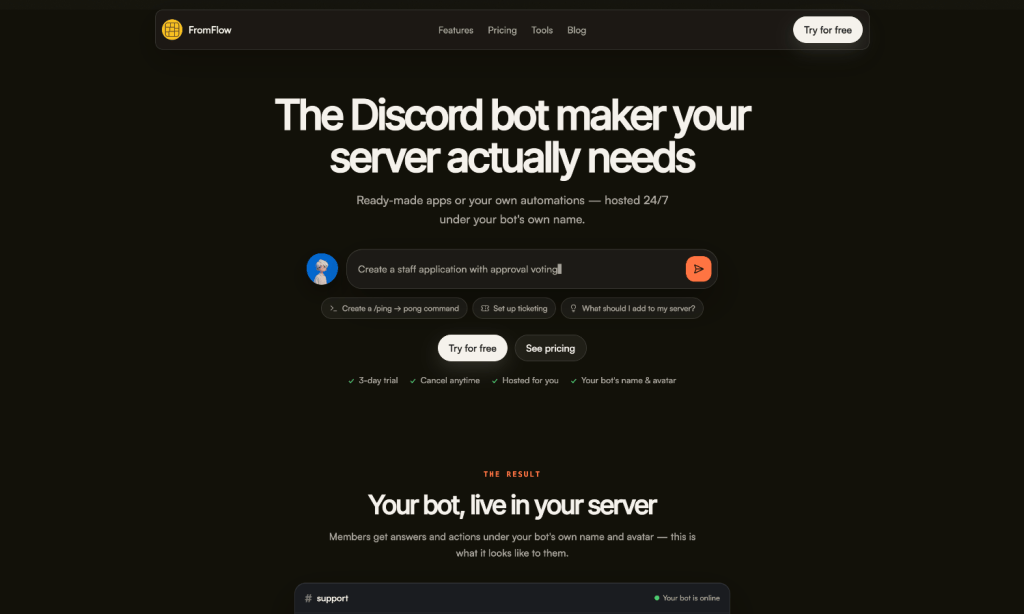 Discord-Bot-Maker-Free-No-Code-AI-Hosting-FromFlow