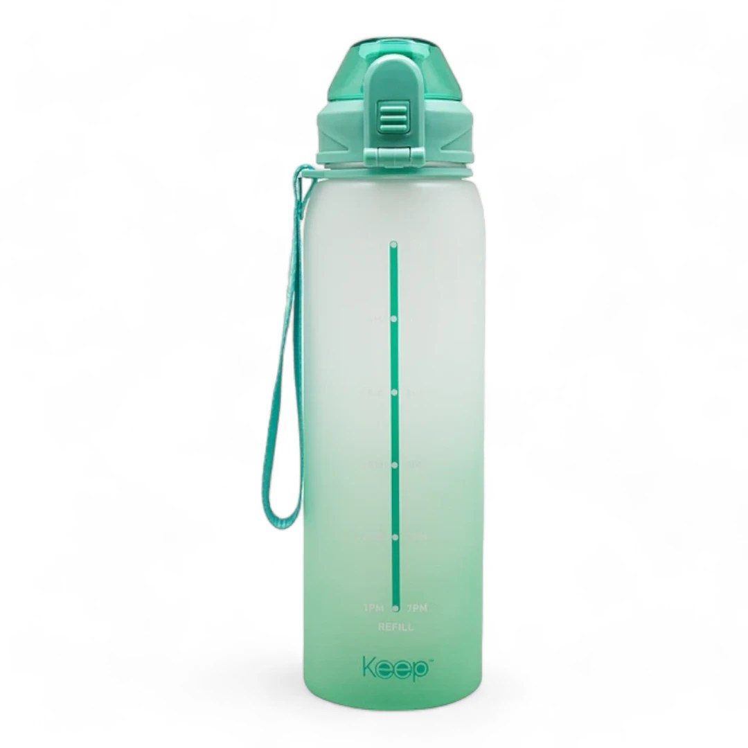 BOTELLA MEDIDAS RUBBER 1L KEEP CELESTE