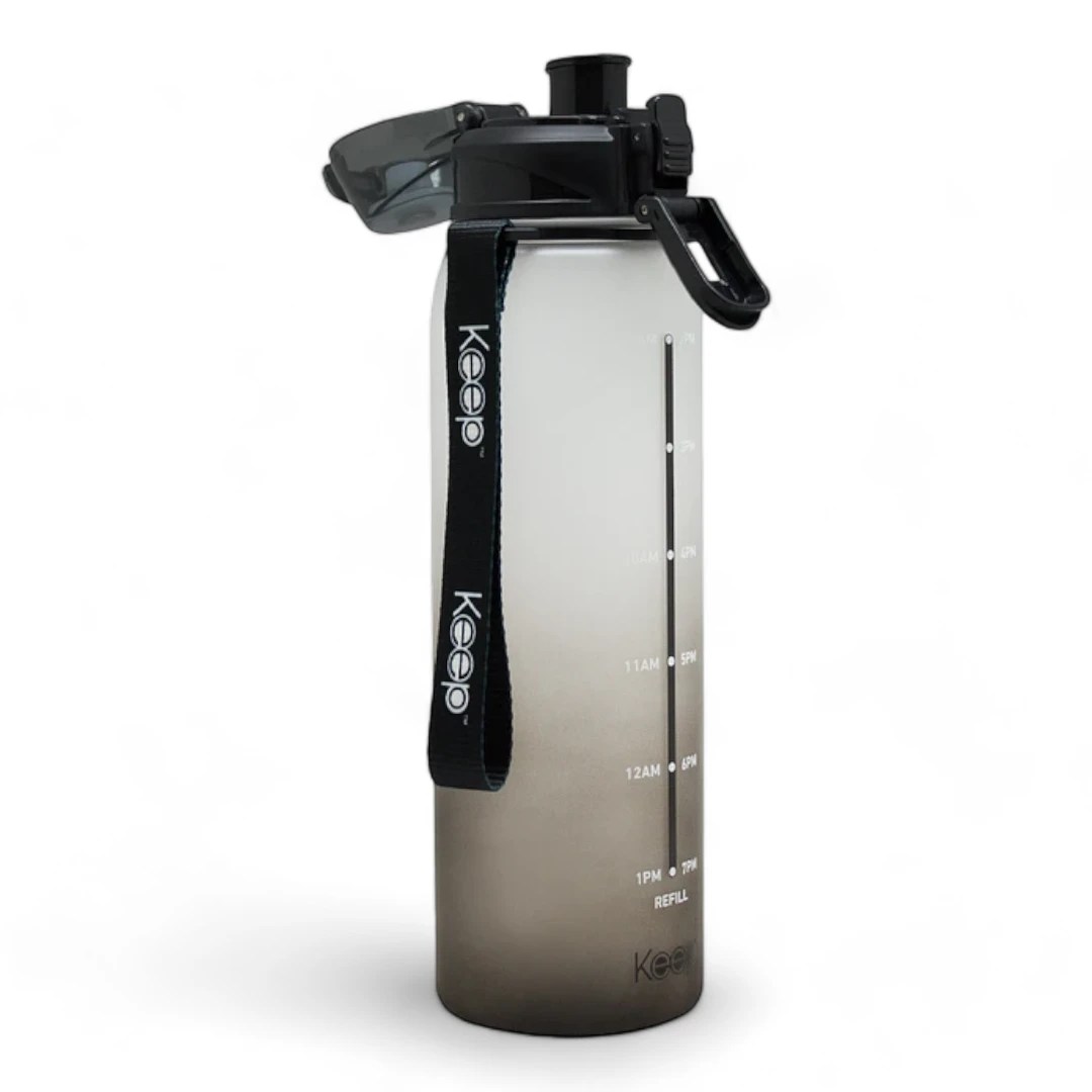 BOTELLA MEDIDAS RUBBER 1L KEEP NEGRO