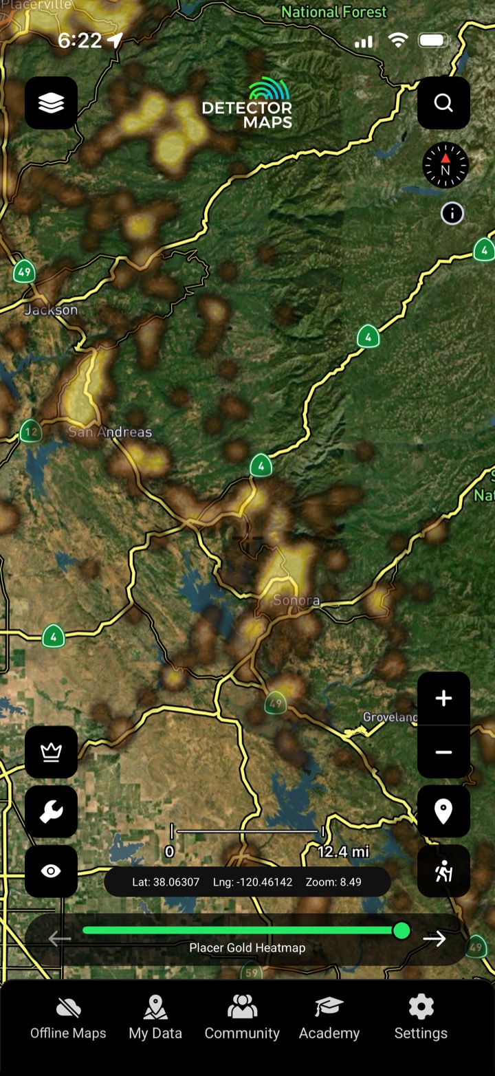 USA Gold Prospecting Map Layers Detector Maps Usm Placer Gold Heatmap 