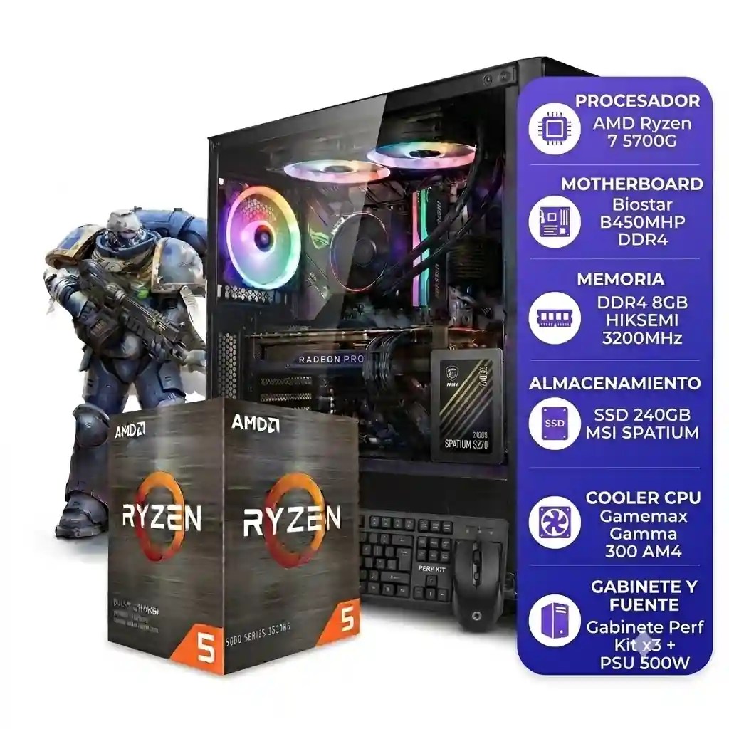 PC AMD Ryzen 7 5700G 8GB RAM SSD 240GB