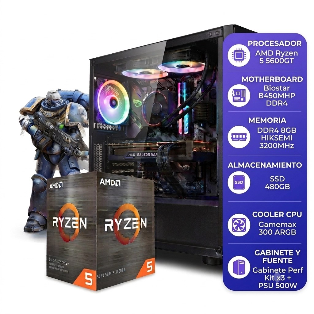 PC AMD Ryzen 5 5600GT 8GB RAM SSD 240GB WIN 11