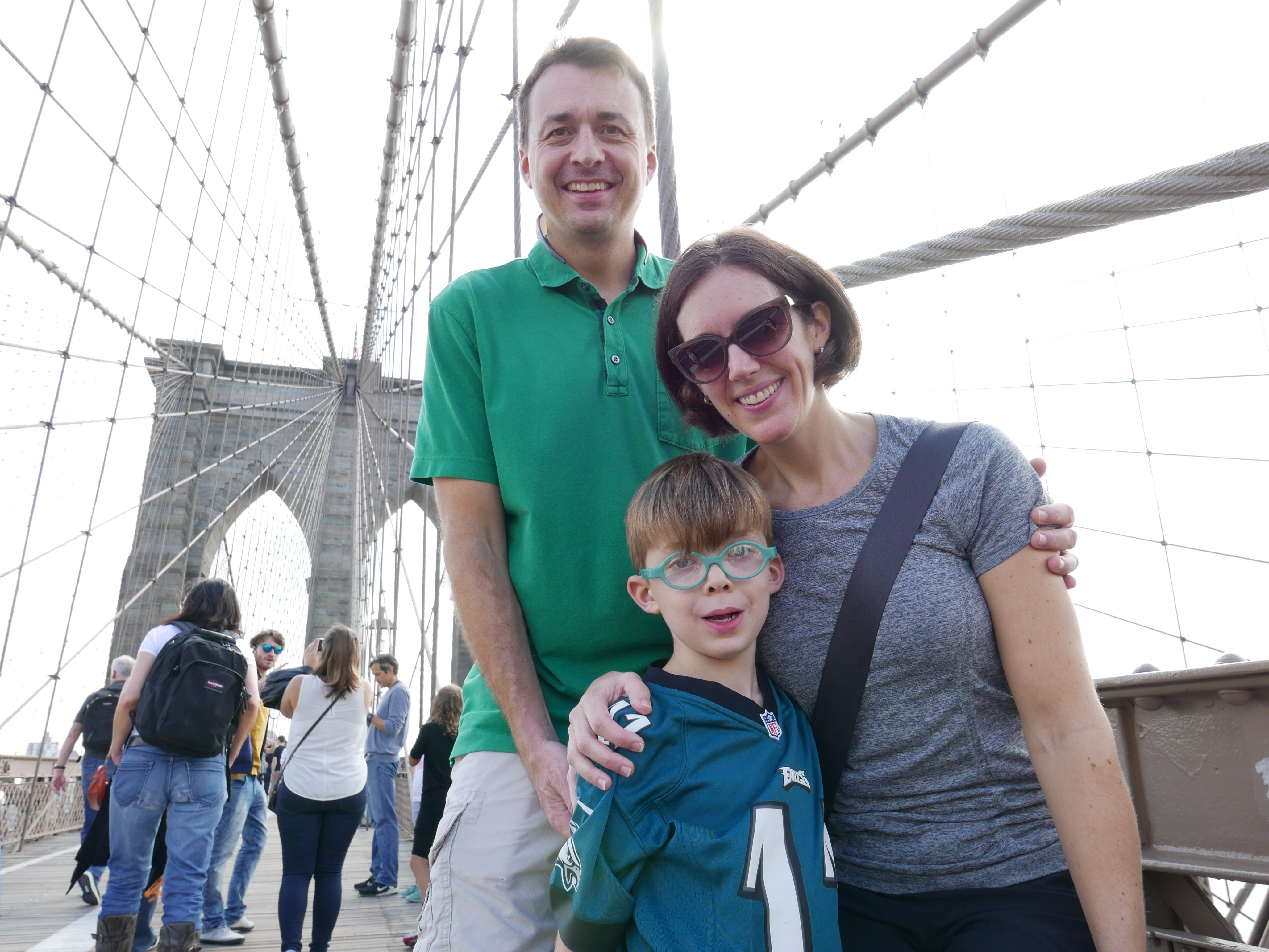 Walking across the Brooklyn Bridge