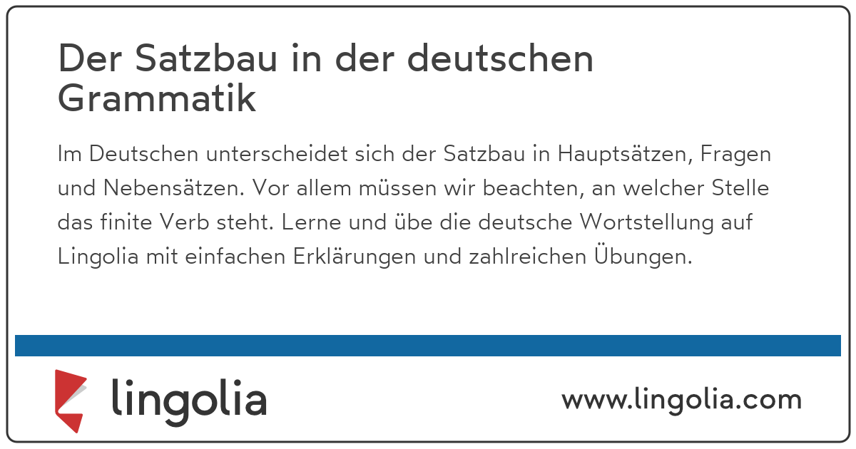 Deutsche Grammatik Besser Verstehen Syntax Deutschkurse Ch