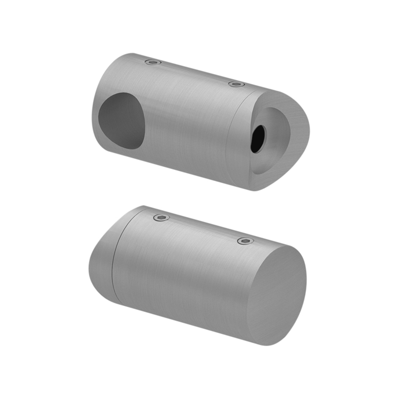 Round Holder Connector (Right) For 1/2" Bar - Brushed Stainless