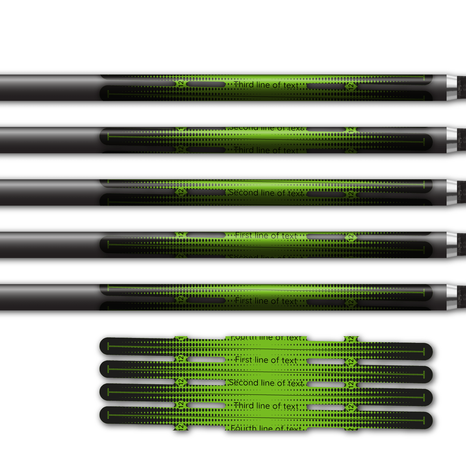 Alternative view of 4 fletch Vortex - Gradient Black on Lime