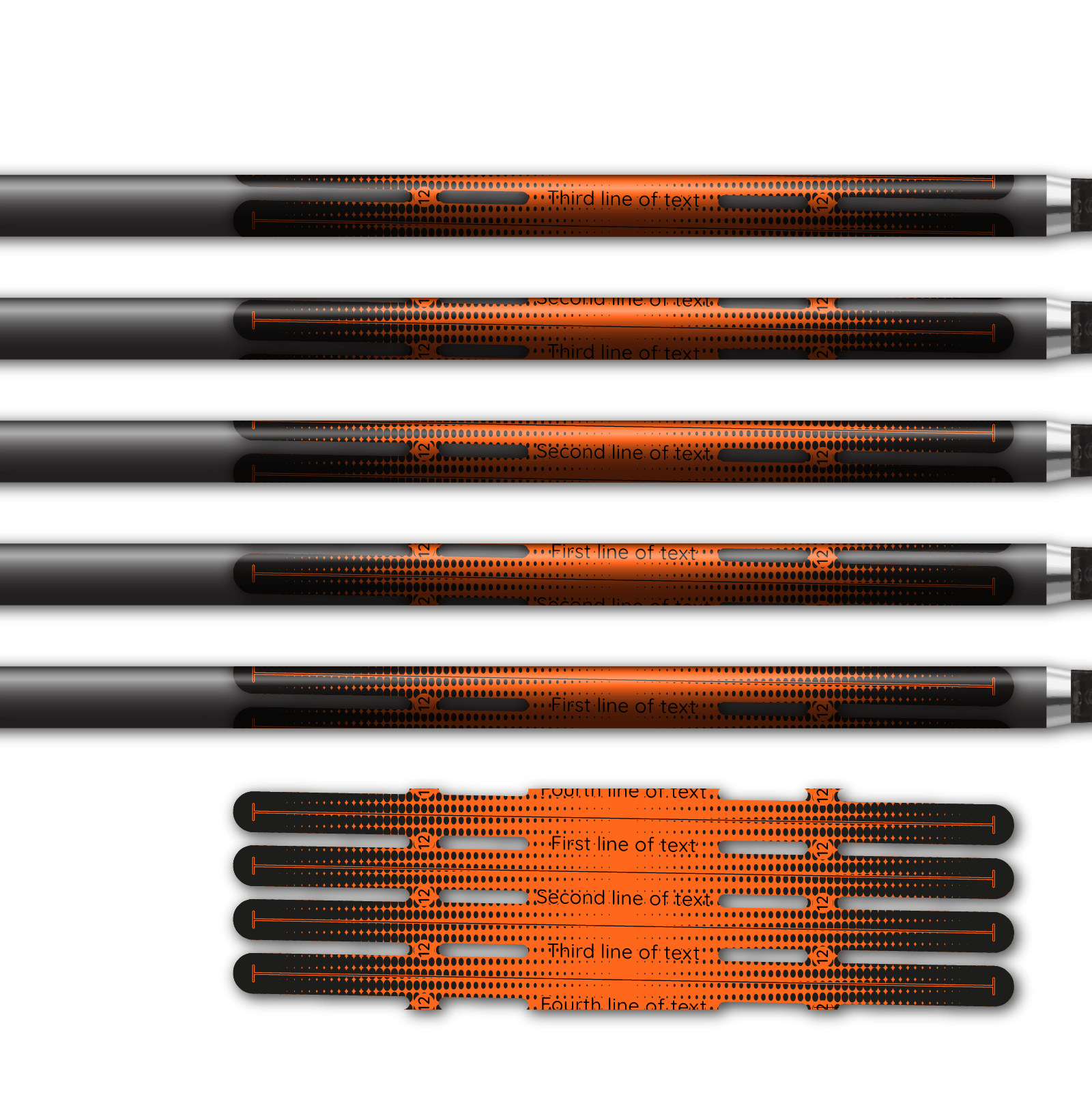 Alternative view of 4 fletch Vortex - Gradient Black on Orange