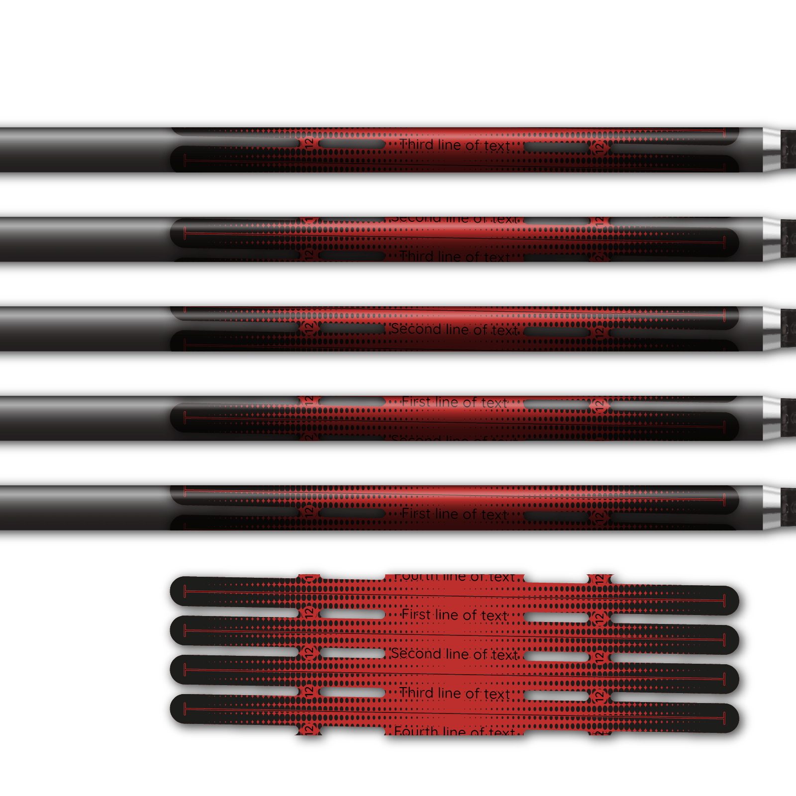 Alternative view of 4 fletch Vortex - Gradient Black on Red