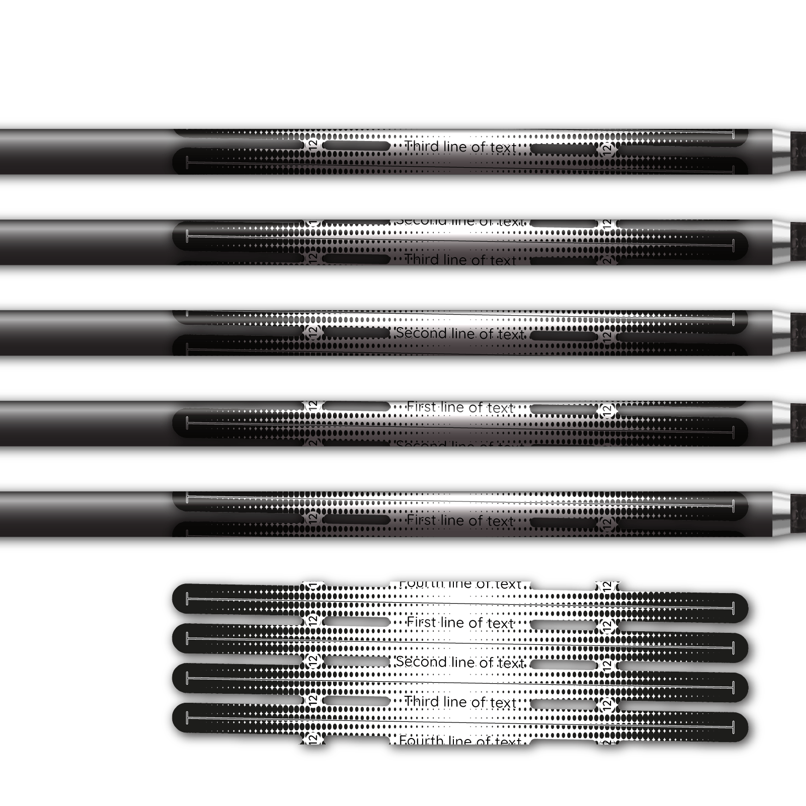 Alternative view of 4 fletch Vortex - Gradient Black on White