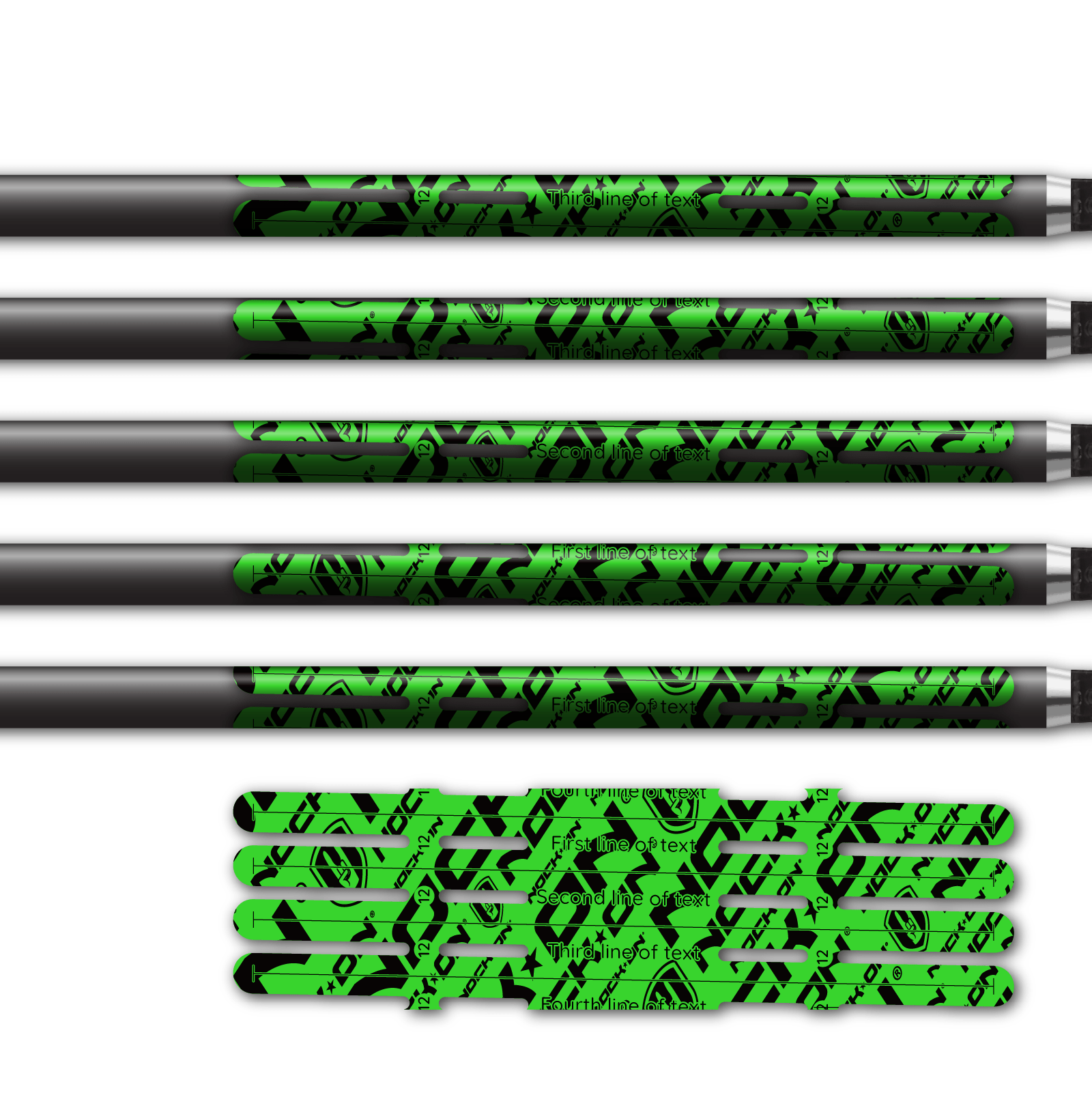 Alternative view of 4 fletch Vortex - Nock On Repeat Fluor Green