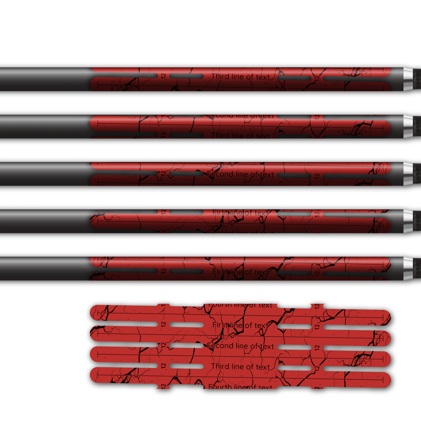 Alternative view of 4 Fletch Vortex - Shattered Red