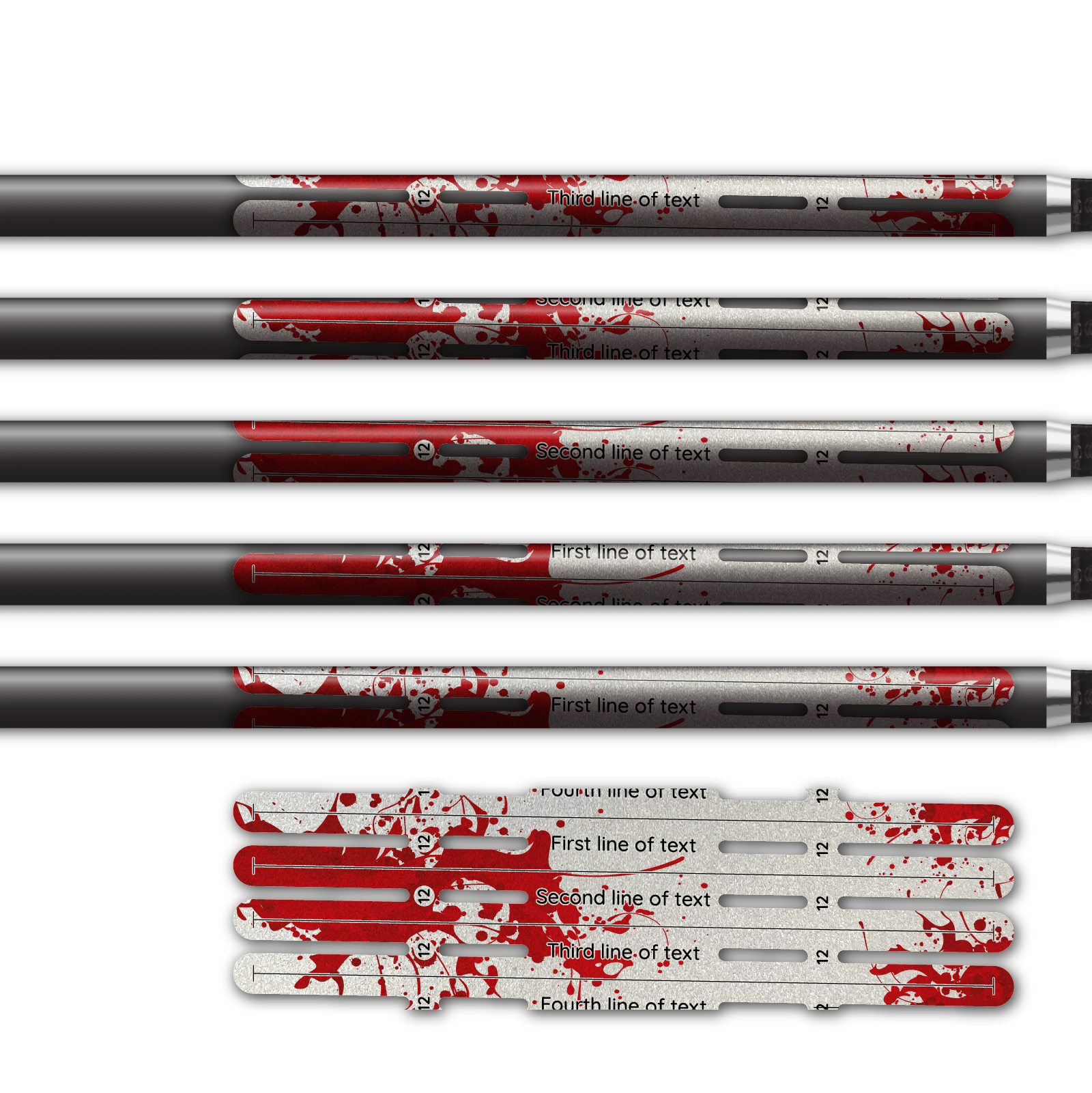 Alternative view of 4 Fletch Vortex - Splash Red on Retro-Reflective White