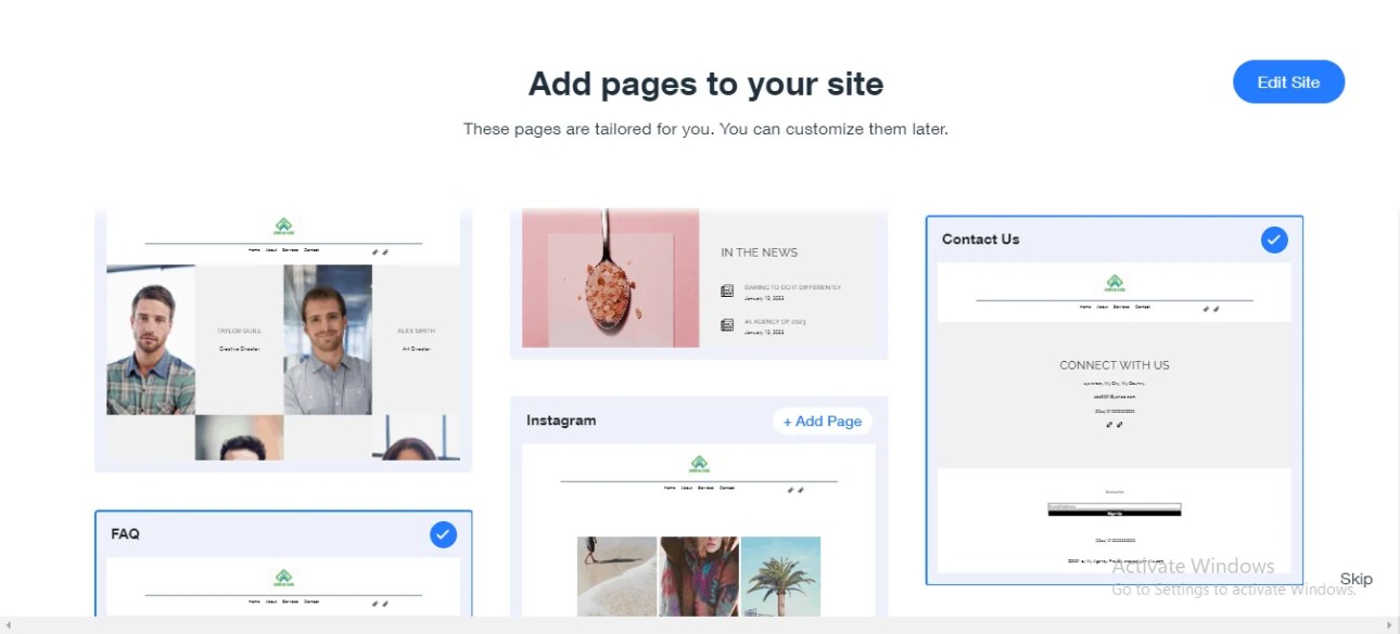 Create a wix website
