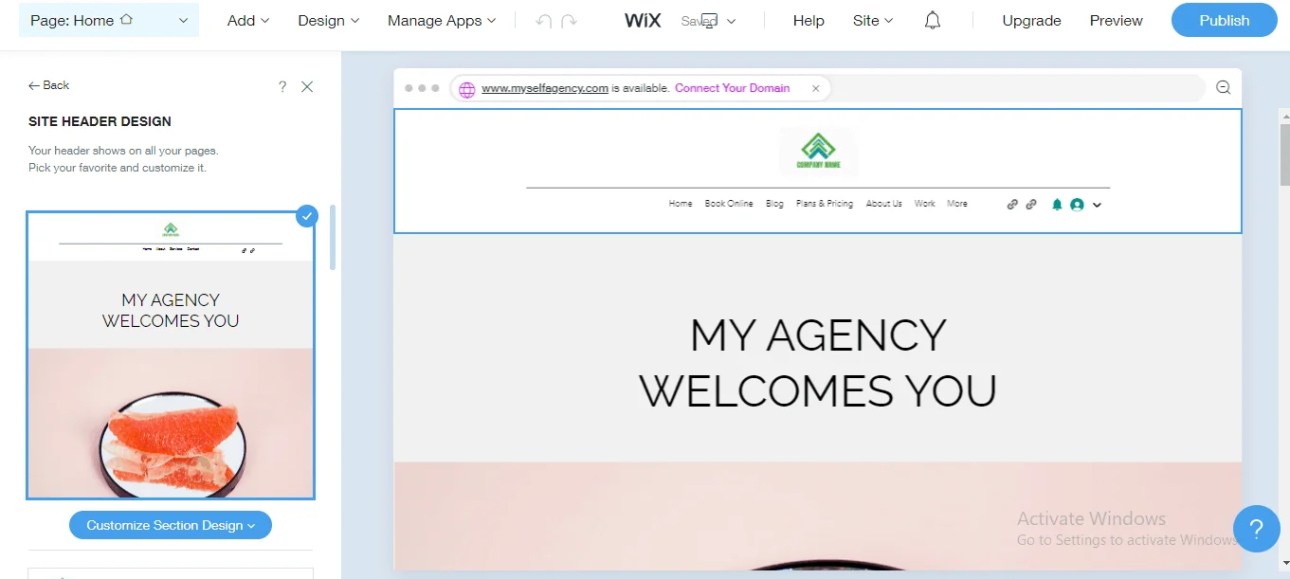 Create a wix website