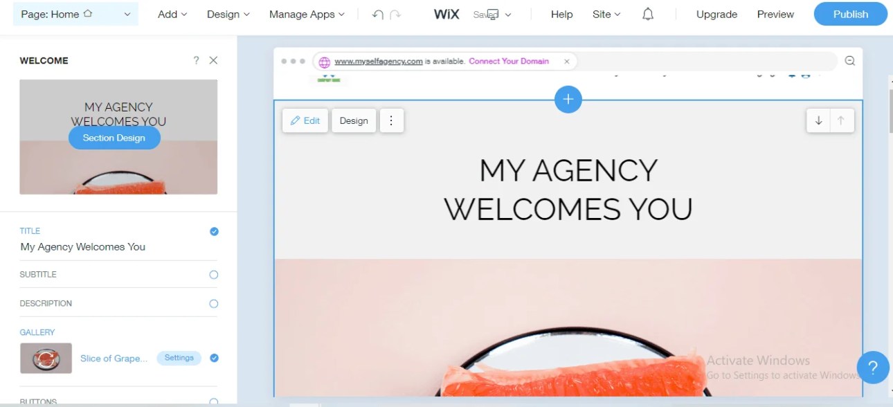 Create a wix website