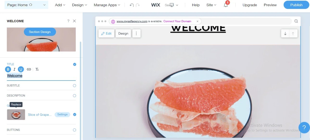 Create a wix website