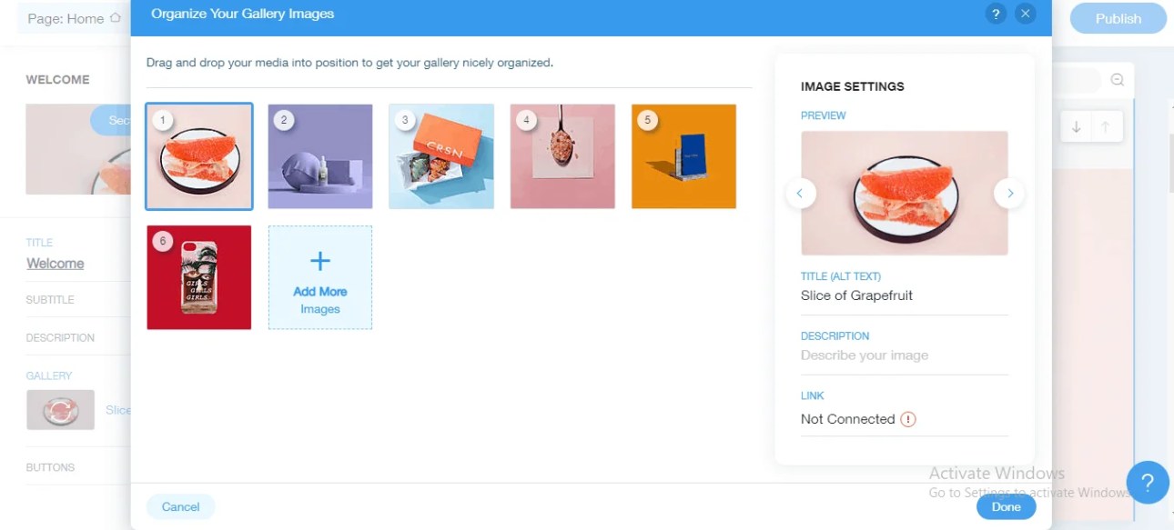 Create a wix website
