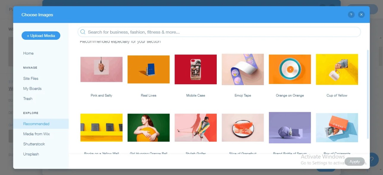 Create a wix website