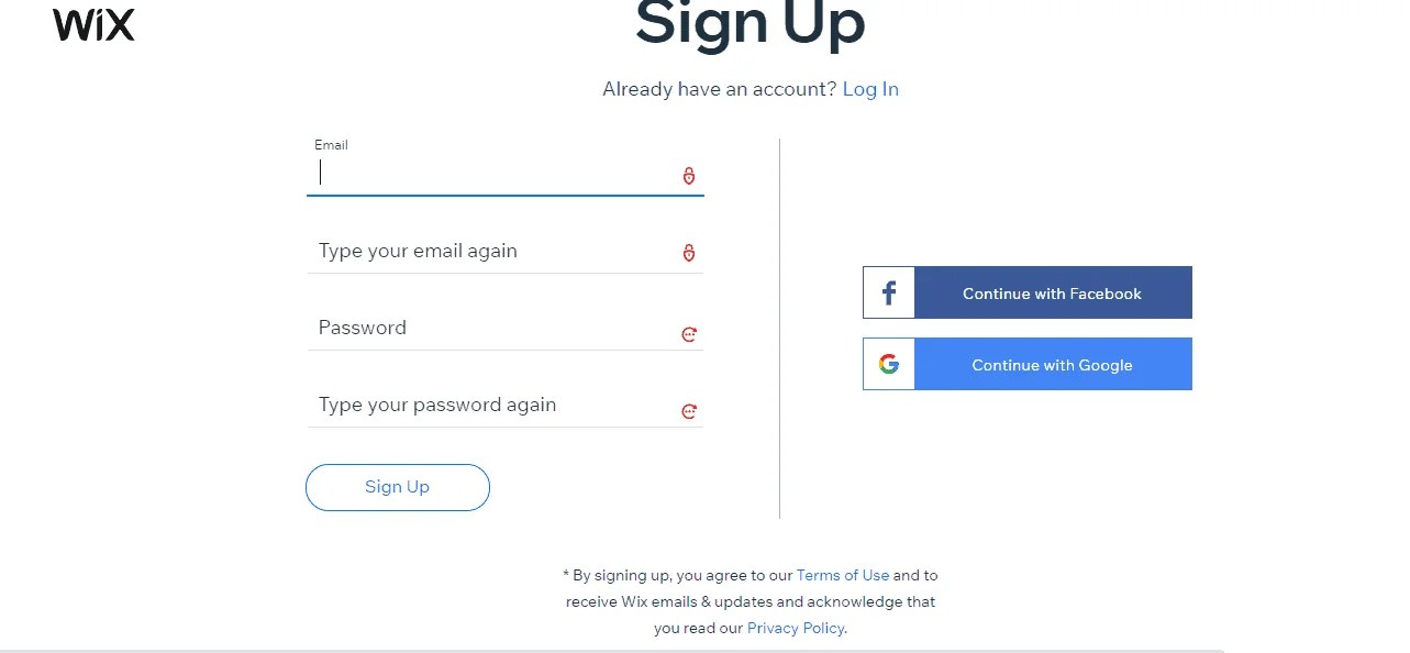 Create a wix website