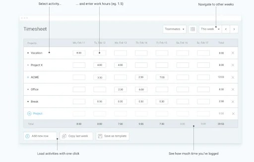 clockify time sheet