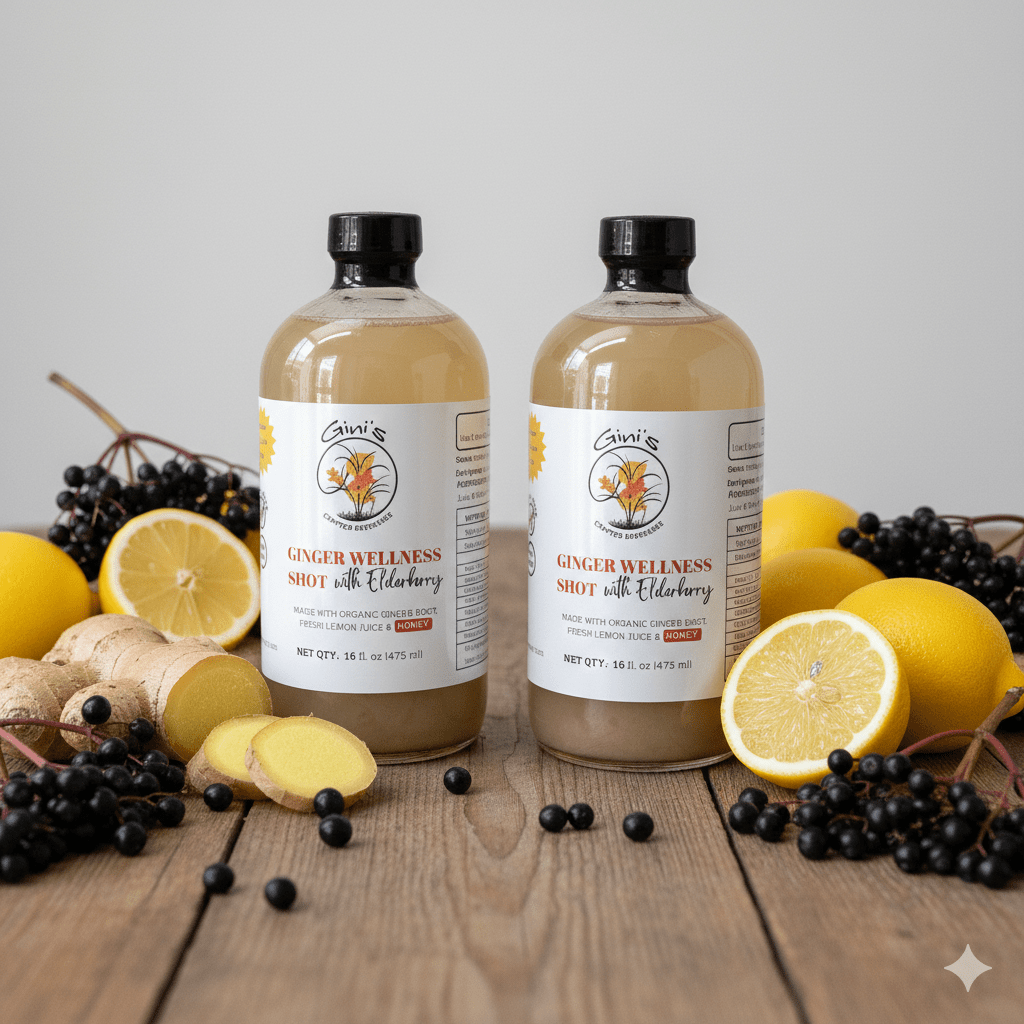 Ginger Wellness Shot With Elderberry, 16 fl. oz. – (2) Bottles