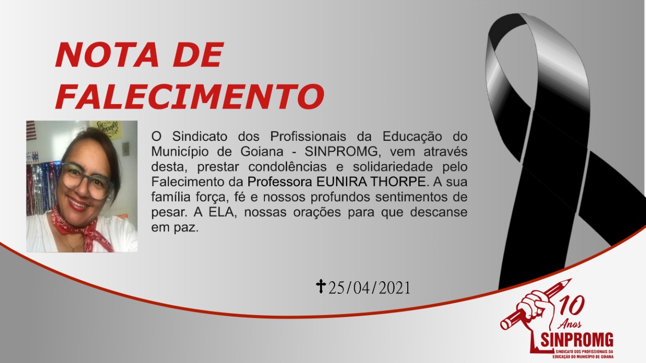 NOTA DE FALECIMENTO: PROFESSORA EUNIRA THORPE