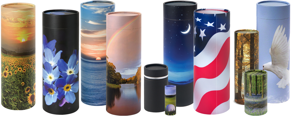 Scatter Tubes the original scattering tubes from their creator Tributes. Beautiful, environmentally friendly recycled and recyclable cardboard ashes scattering urns