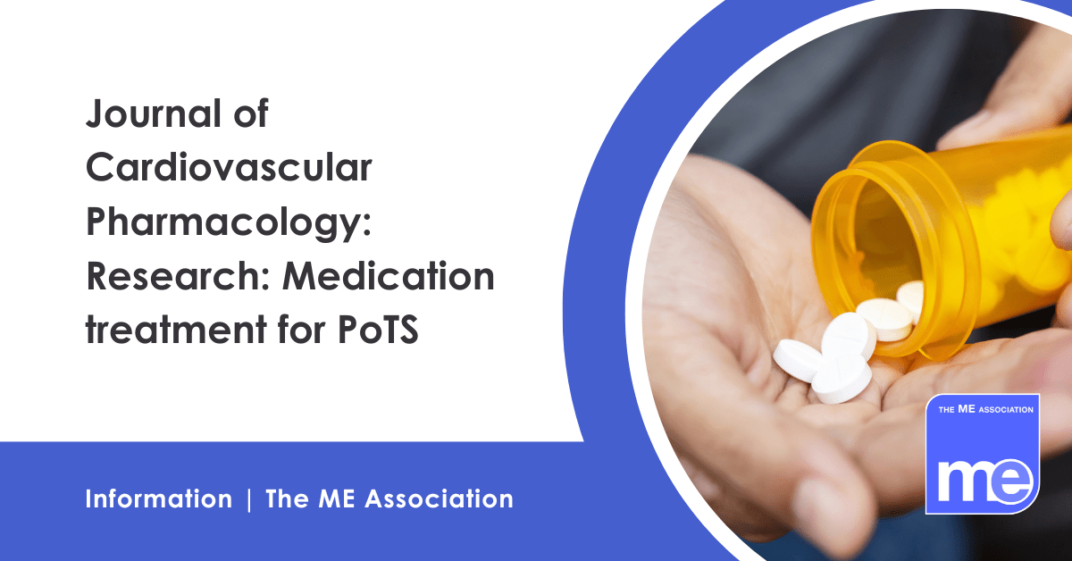 IMAGE DESCRIPTION: Photo of a person tipping medication into their hand. Wording reads: Journal of Cardiovascular Pharmacology: Research: Medication treatment for PoTS
