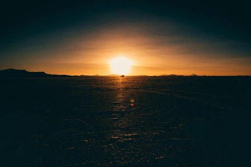 thawing lake during sunrise