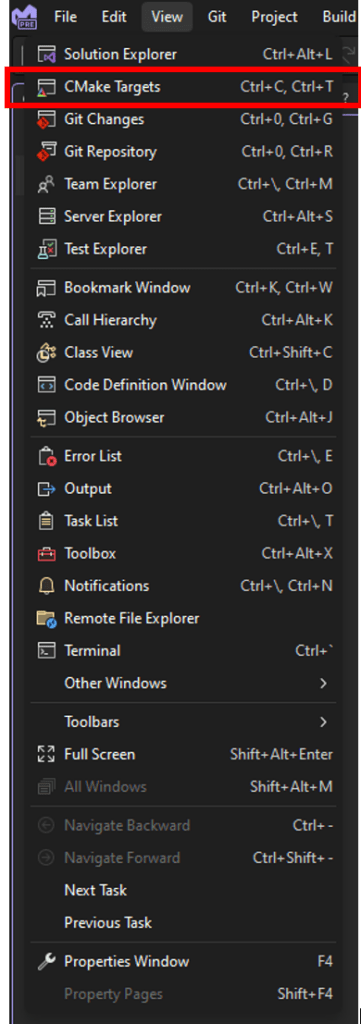 Enhancing the cmake targets view in visual studio