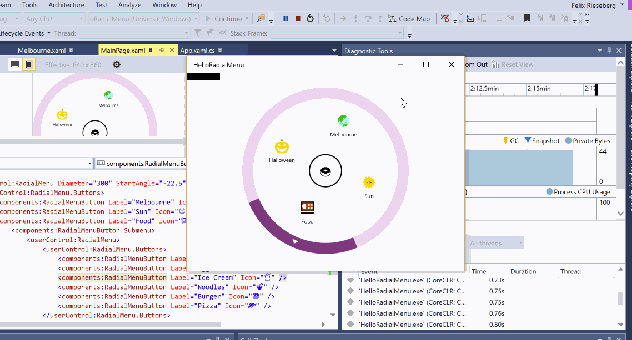 Screenshot of the "Hello Radial Menu App"