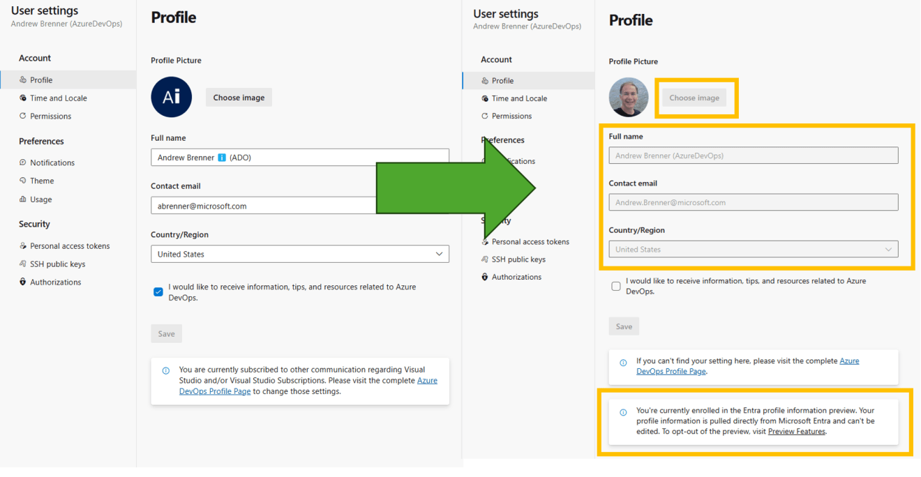 Image TransitionFromADOtoEntraProfile