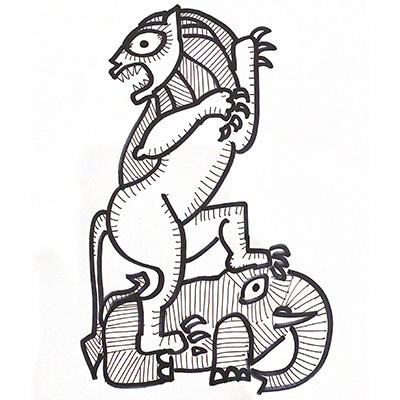 Lion Atop an Elephant