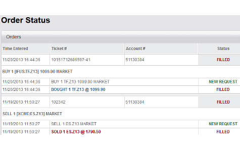 Generic Trader Online order status