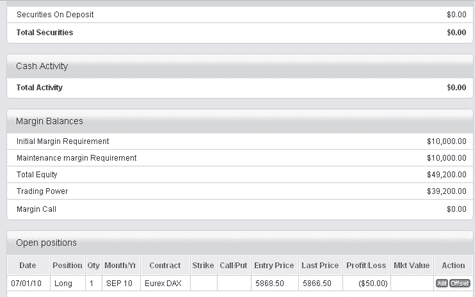 Generic Trader Online account balance
