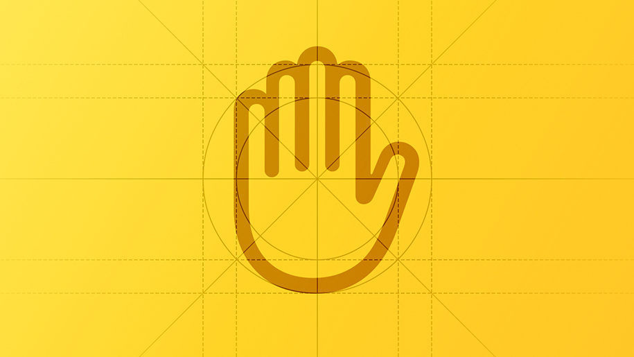 Apple Developer Hello August 2024 A privacy icon of an outstretched palm against a yellow background.
