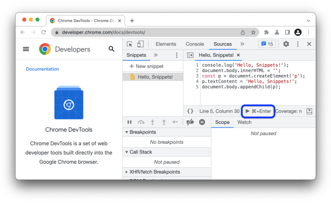 Run Snippets Of JavaScript | Chrome DevTools | Chrome For Developers