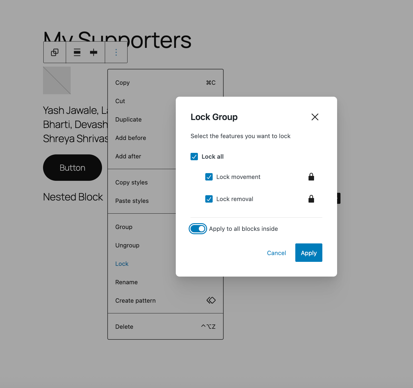 Image of locking interface