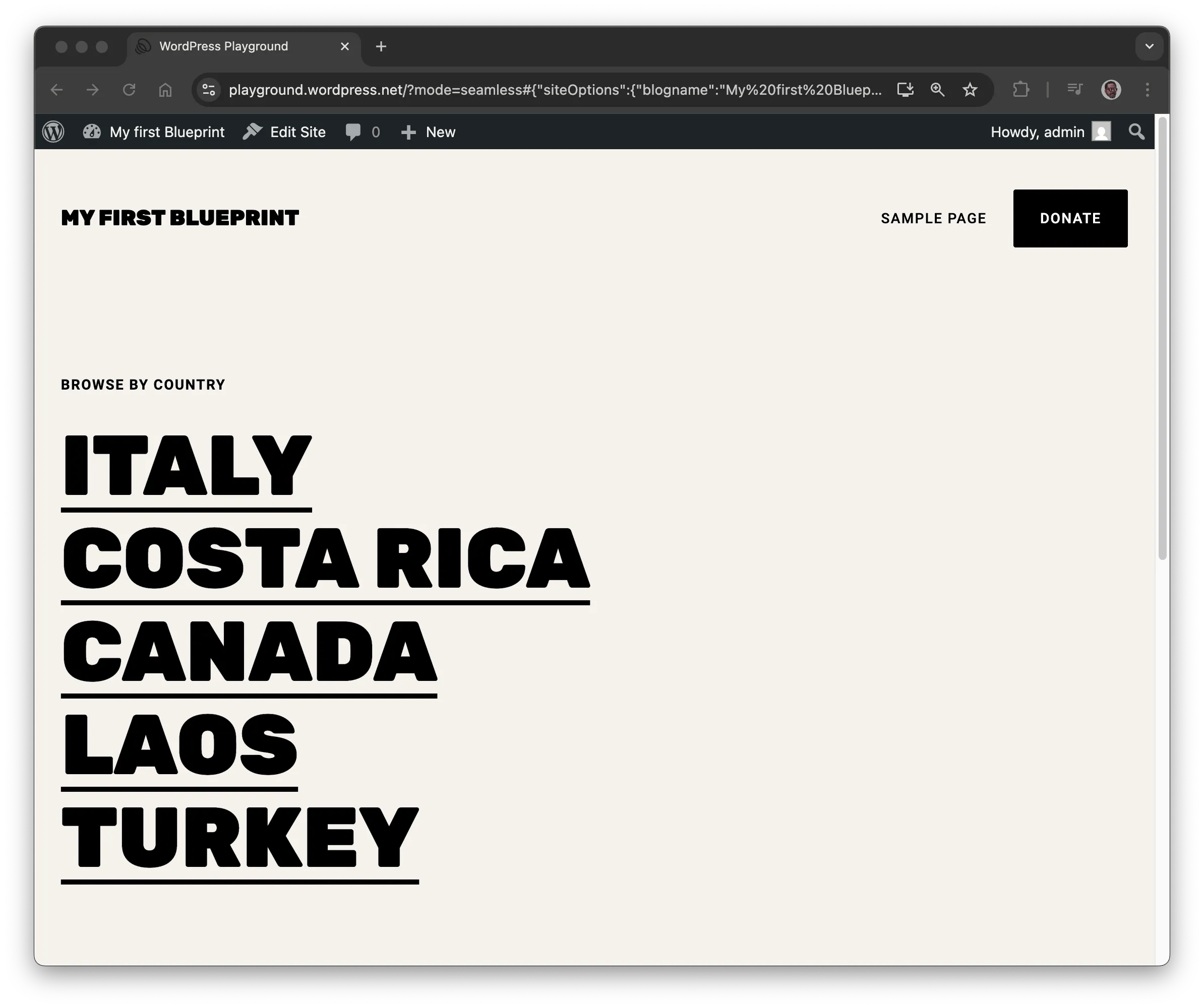 Site with the adventurer theme