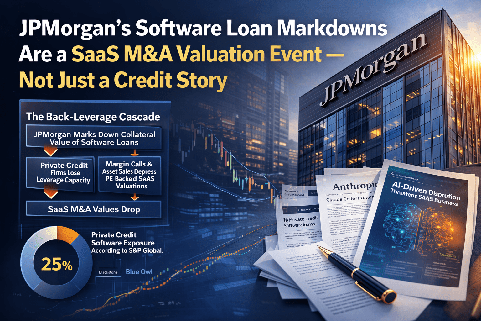 JPMorgan software loan markdowns triggering SaaS M&A valuation changes in private credit markets Caption