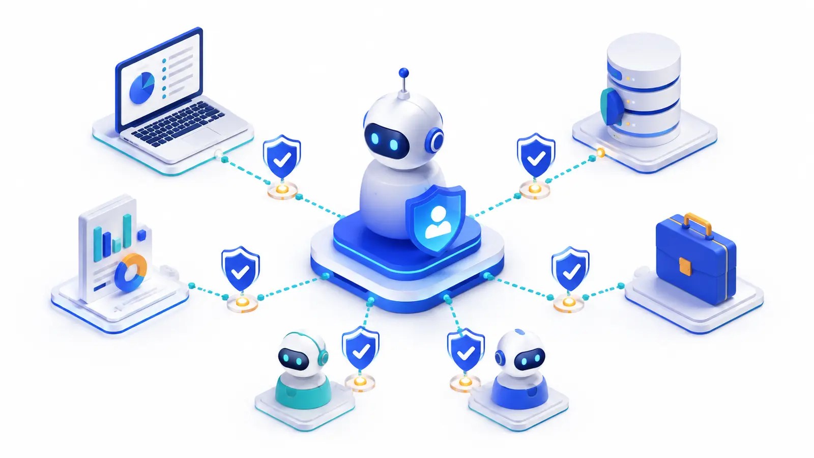 AI agent authenticating securely to business tools and other agents