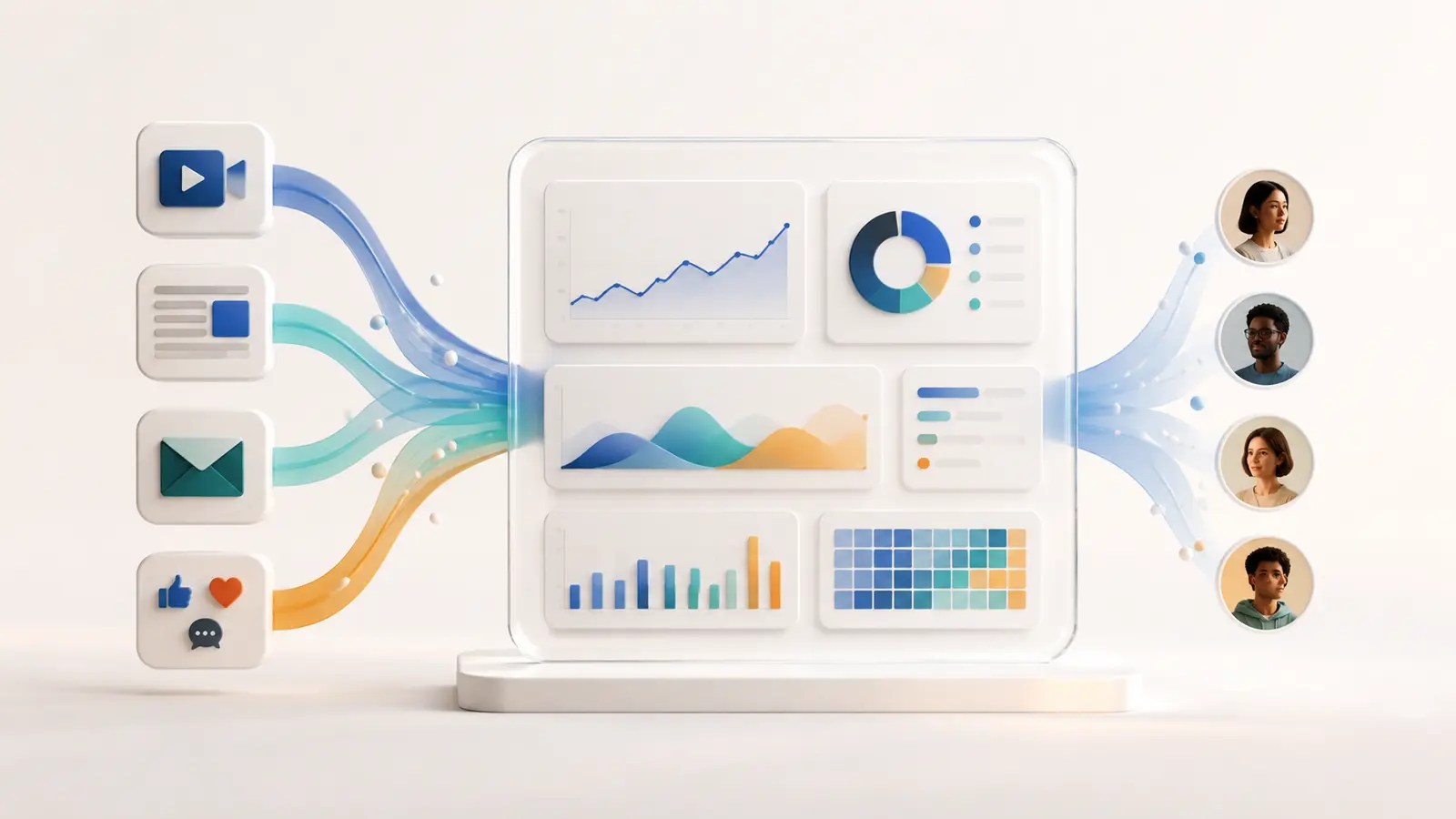 Video, article, newsletter and social audience signals converging into one performance dashboard.