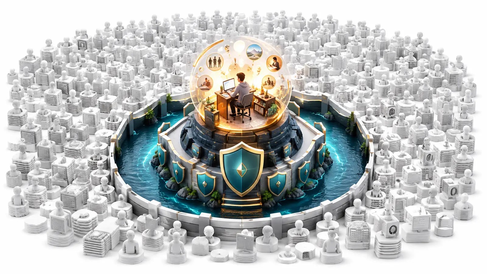 A creator protected by an original-experience content moat within a crowded digital market
