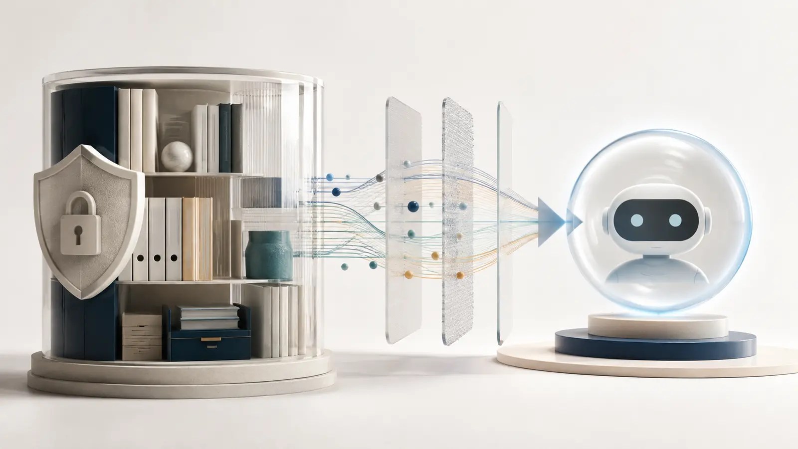 A secure internal knowledge library providing verified context to a private AI assistant.