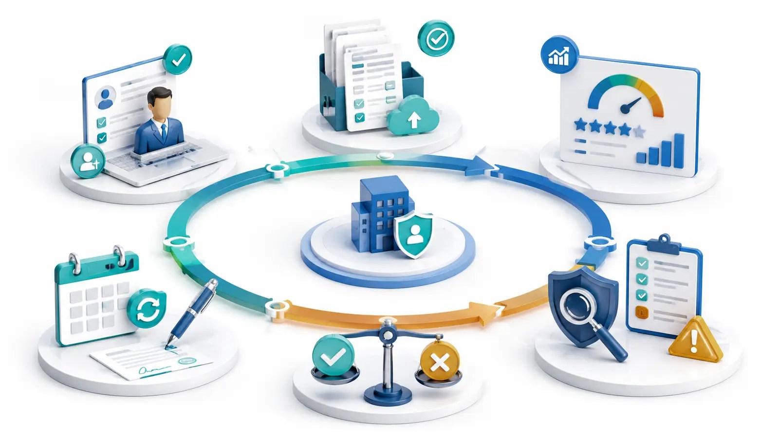 A vendor management system covering evaluation, onboarding, performance and risk