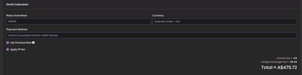 Simplest DevEx Calculator Community Resources Developer Forum Roblox 2 1035x258 